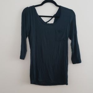 Lime Blue | 3/4 Sleeve Cut-Out Back Shirt